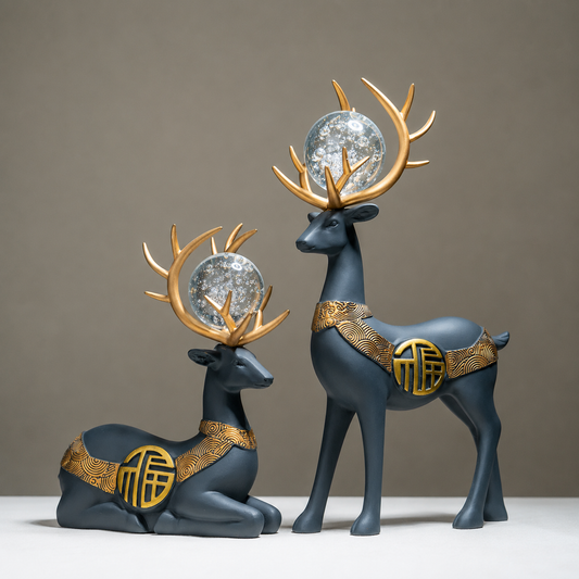 2Pcs White Modern Deer Resin Figurines for Home Décor