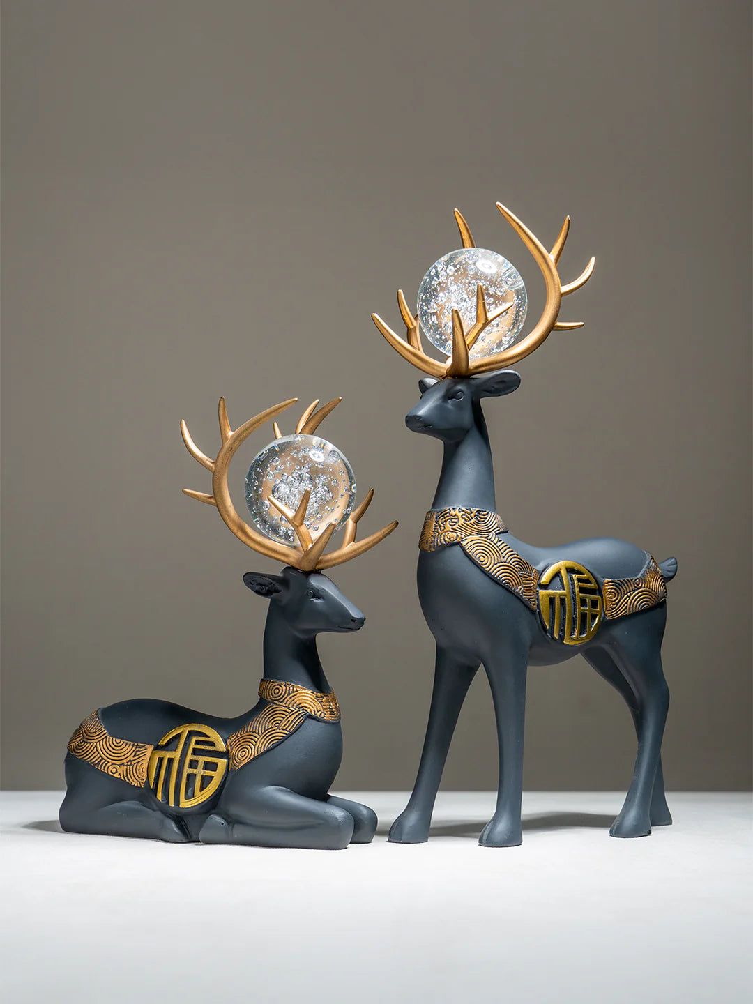 2Pcs White Modern Deer Resin Figurines for Home Décor