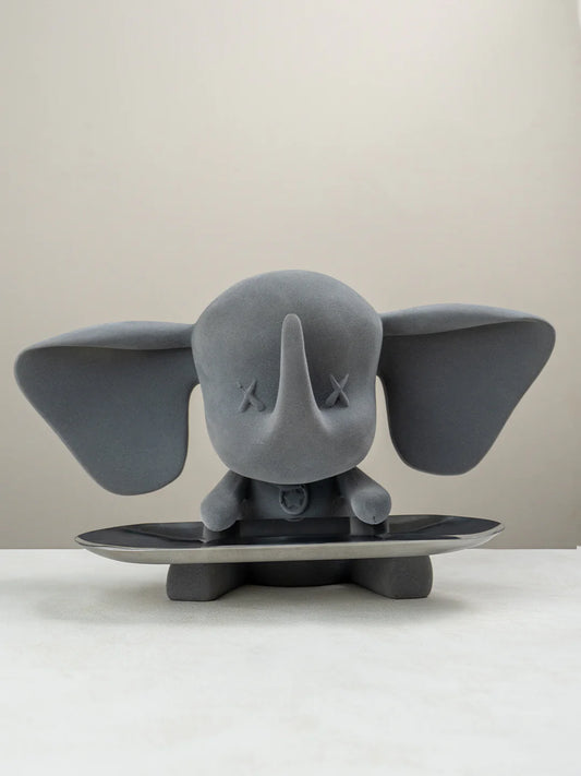 Grey Color Cute Elephant Statue with Tray