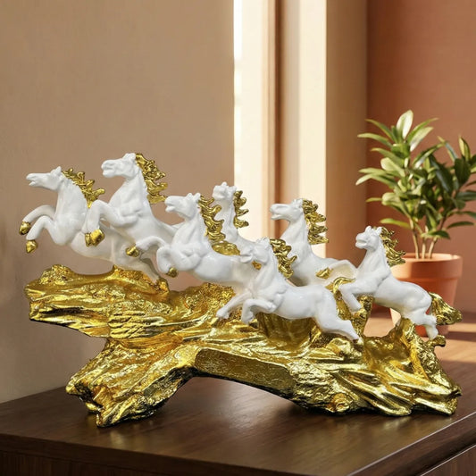 7 Running Horses Showpiece (18.8 Inch) | Vastu Wealth & Succes Symbol