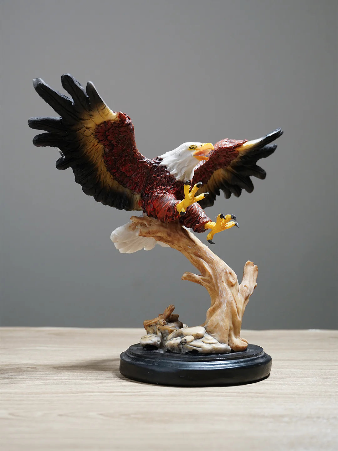 Bald Eagle Figurine on Wooden Perch