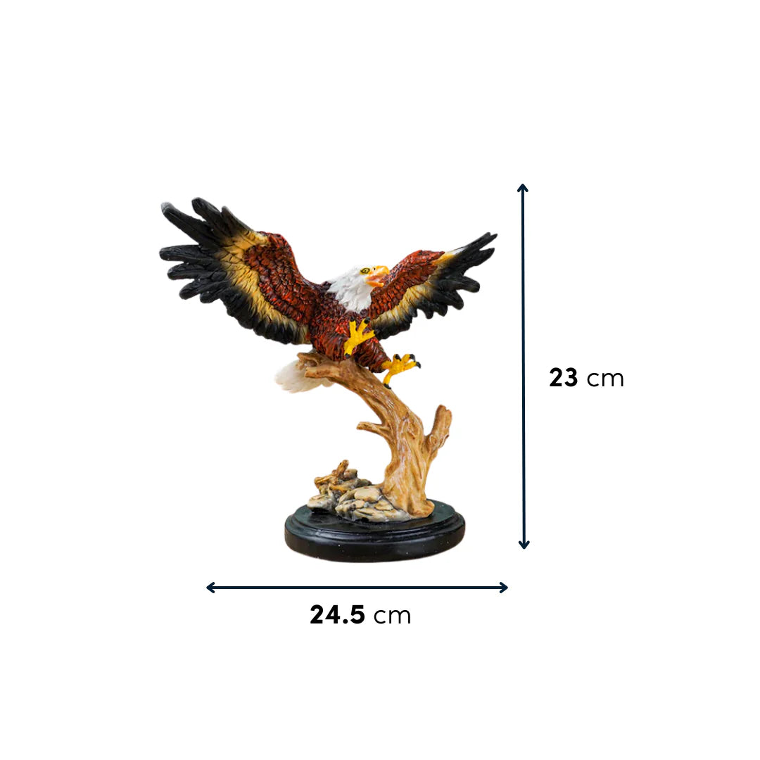 Bald Eagle Figurine on Wooden Perch
